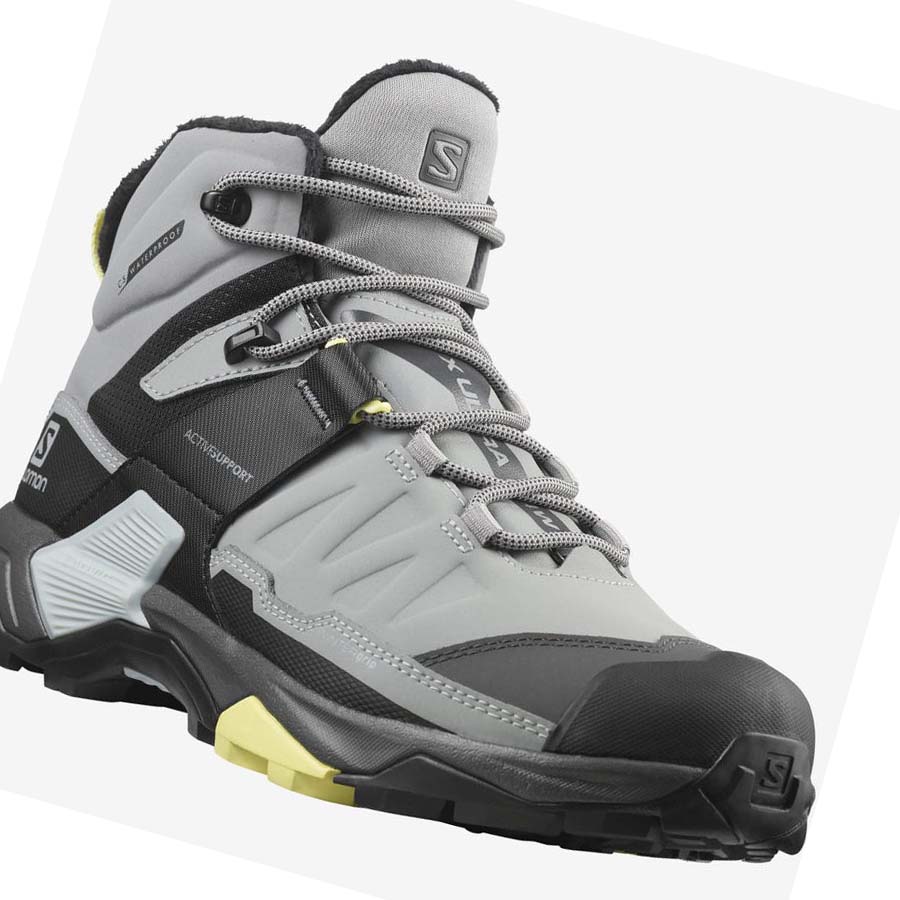 Salomon X ULTRA 4 MID WINTER THINSULATE™ CLIMASALOMON™ WATERPROOF Kadın Kışlık Botlar Gri | TR 2610OKI